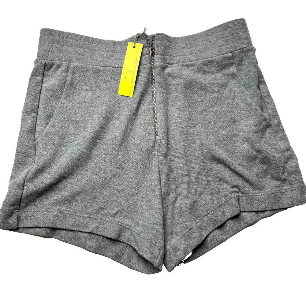 NEW Enza Costa Shorts Womens Size Small Gray Cotton Cashmere Zip Front Hot Pants